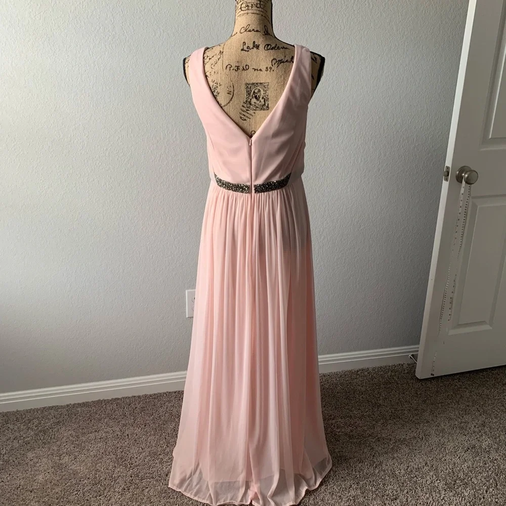 David’s Bridal blush pink maxi dress - Picture 2 of 8